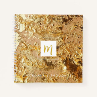Luxury Sparkling Gold Gllittery Monogram Square Notebook