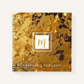 Luxury Sparkling Gold Monogram Square Notebook