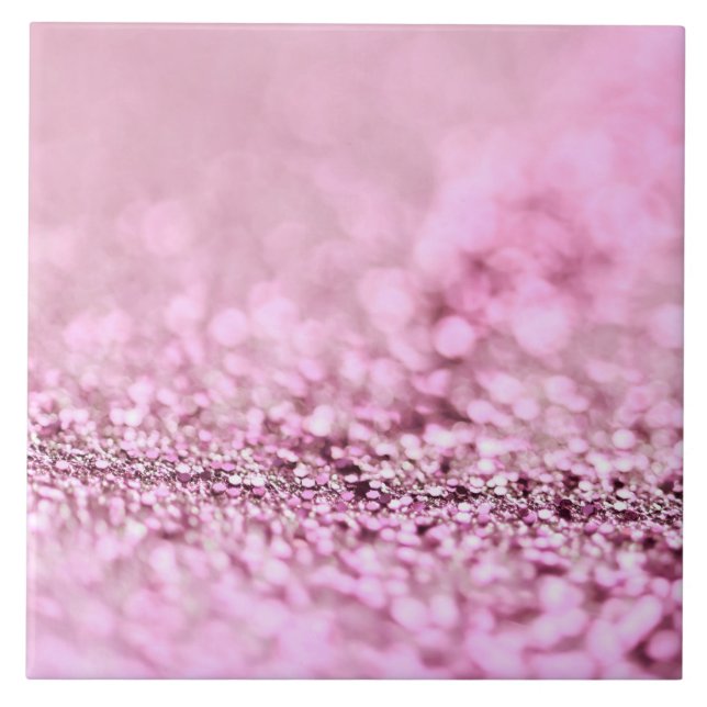 Luxury Sparkling Pink Rose Gold Glitter Tile (Front)