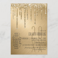 Luxury Sparkly Gold Glitter Drips Graduation