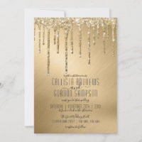 Luxury Sparkly Gold Glitter Drips Wedding