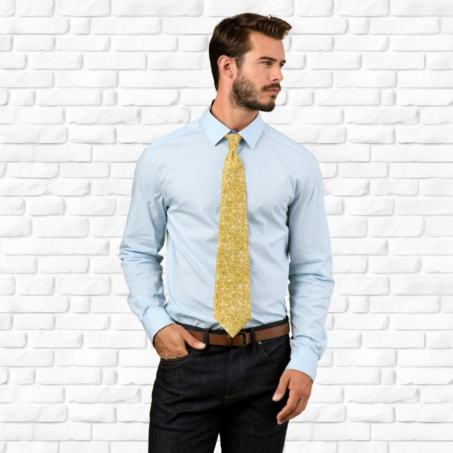 Luxury Sparkly Gold Glitter Tie (Luxury Sparkly Gold Glitter Neck Tie)