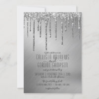 Luxury Sparkly Silver Glitter Drips Wedding