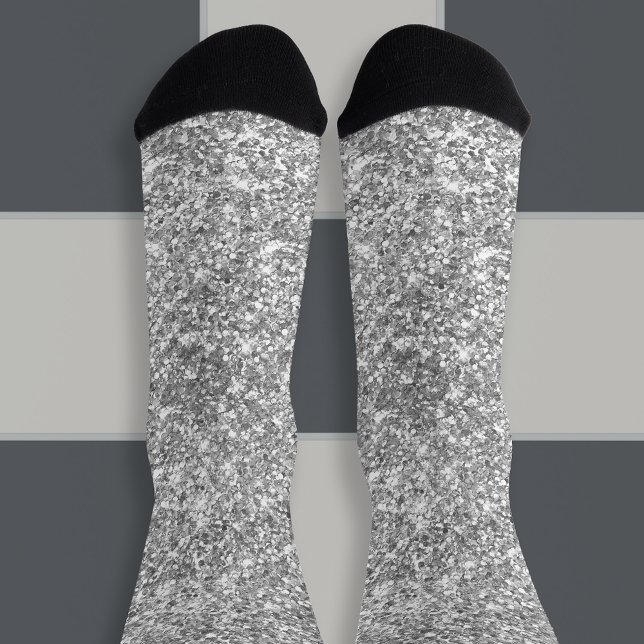Luxury Sparkly Silver Grey Glitter Socks (Silver Grey Glitter Socks)