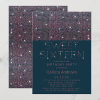 Luxury Sparkly Teal Pink Glitter Sequins Sweet 16