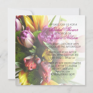 Luxury Spring Tulips Bouquet Bridal Shower Invite