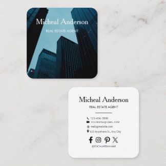 Luxury Square Business Card for Real Estate Agent