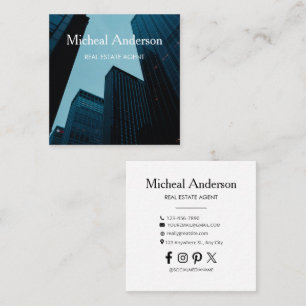 Luxury Square Business Card for Real Estate Agent