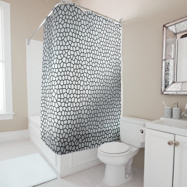 Luxury Stained Glass Silver Shower Curtain (In Situ)