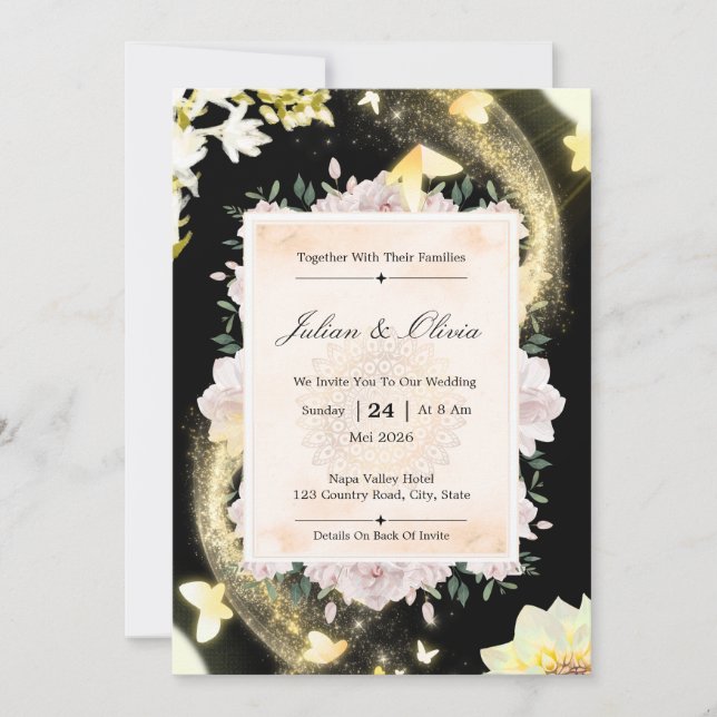 Luxury Starry Night Celestial Wedding Invitation (Front)