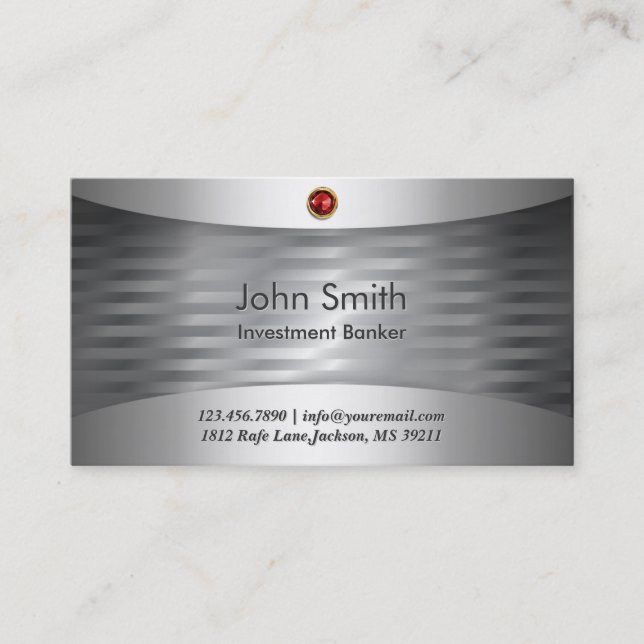 Luxury Steel Investment Banker Business Card (Front)