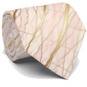Luxury Stone Tie   Rose Gold Pink & Gold Marble