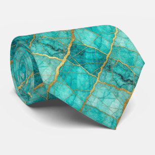 Luxury Stone Tie Turquoise, Teal & Gold Marble
