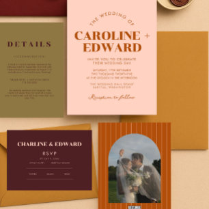 Luxury striped Arched Wedding Invitation