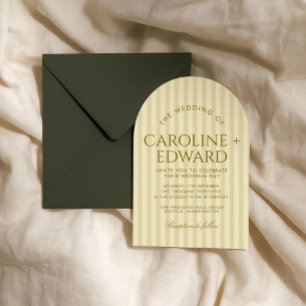 Luxury striped Arched Wedding Invitation