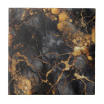 Luxury style black and gold marble effect tile<br><div class="desc">You can add a touch of luxury to your home with these black and gold marble effect ceramic tiles. The intricate veining detail and elegant colour palette with splashes of gold creates a sophisticated and timeless seamless design that is perfect for any modern home and for adding a touch of...</div>