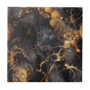 Luxury style black and gold marble effect tile