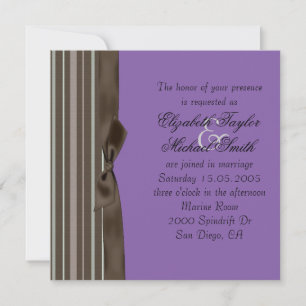 Luxury Style Brown Ribbon Purple Wedding Invite