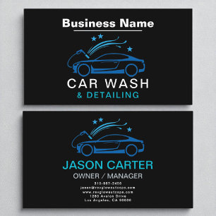 Luxury Style Car Wash & Detailing Blue Modern Business Card