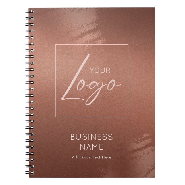 Luxury Stylish Bronze Business Name Logo Notebook (Front)