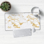 Luxury Stylish Gold Foil Marble Monogram<br><div class="desc">Stylish Gold Foil Marble Monogram Desk Mat Mouse Pad with trendy white marble and soft faux gold foil marble. Add your name and monogram for a custom design! Please contact us at cedarandstring@gmail.com if you need assistance with the design or matching products.</div>