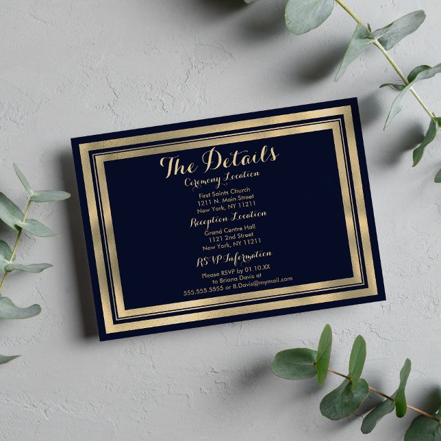Luxury stylish modern navy blue gold Details Card (Luxury stylish modern navy blue gold Details )