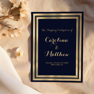 Luxury stylish modern navy blue gold Program Programme