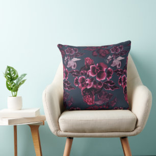 Luxury Stylish Watercolor Navy Blue Burgundy Cushion