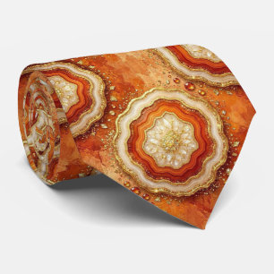Luxury Suit Tie Rust + Gold Geode Neck Tie