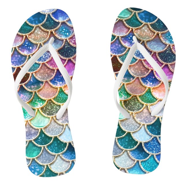 Luxury summerly multicolor Glitter Mermaid Scales Jandals (Footbed)