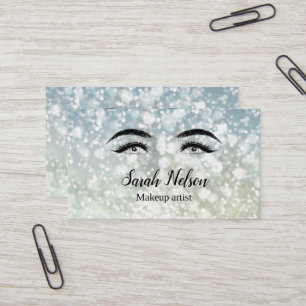 Luxury Sweet Silver Sparkly Makeup Business Card