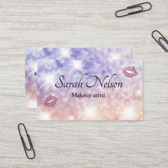  Luxury Sweet Sparkly Makeup Business Card (Front/Back In Situ)