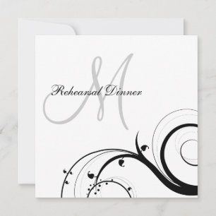 Luxury Swirl Monogram Rehearsal Dinner Invitations
