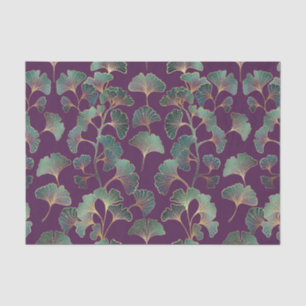 Luxury Tael Ginkgo Leaves on Deep Purple Tissue Paper