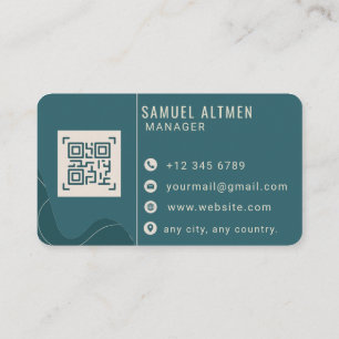 Luxury Teal and Cream Professional QR Code Business Card