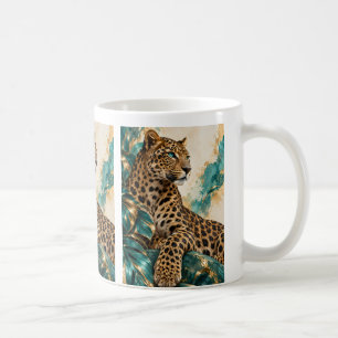Luxury Teal and Gold Leopard Mug