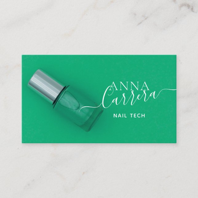 Luxury Teal Nail Colour Nail Tech Nail Salon Business Card (Front)