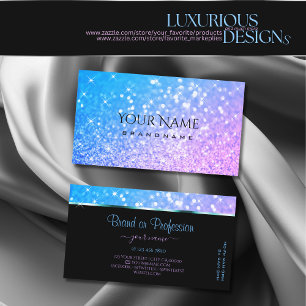 Luxury Teal Purple Glitter Luminous Sparkle Stars Business Card