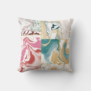 Luxury Teal & Rose Gold Marble Swirl Fluid Marble Cushion