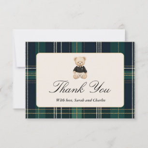 Luxury Teddy Bear Baby Shower Boy Thank You Card
