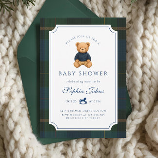 Luxury Teddy Bear baby shower Invitation