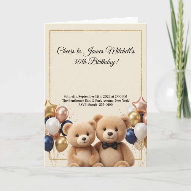 Luxury Teddy Bear Birthday  Card (Front)