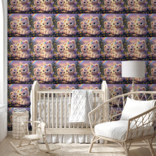 Luxury teddy unicorn nursery decor wallpaper