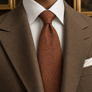Luxury Terracotta Burnt Orange Baroque Floral Tie