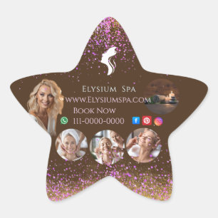 Luxury Terracotta Gold Spa Beauty Wellness QR  Star Sticker