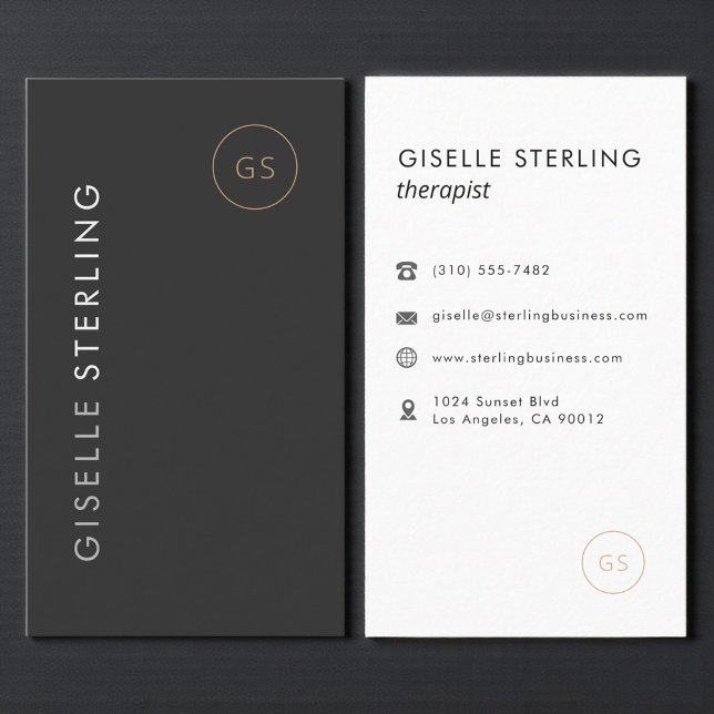 Luxury Therapist Black Gold Elegant Modern Business Card (Creator Uploaded)