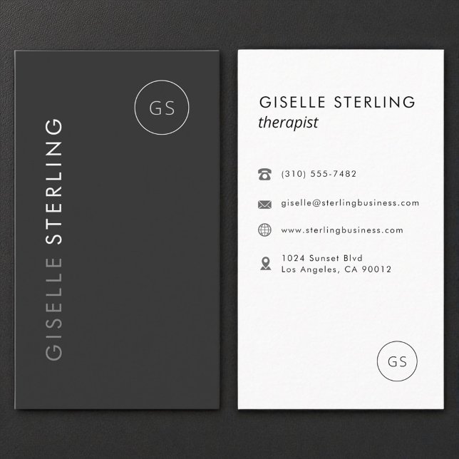 Luxury Therapist Black Minimalist Modern Business Card (Creator Uploaded)