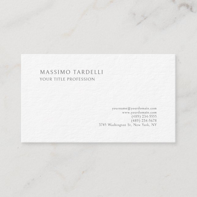 Luxury Thick Classical Plain Professional Business Card (Front)