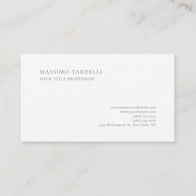 Luxury Thick Classical Plain Professional Business Card (Front)