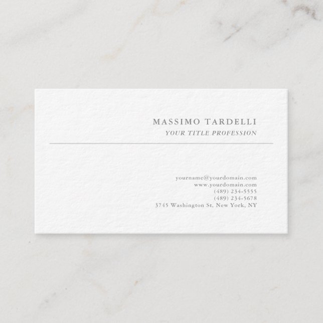 Luxury Thick Classical Plain Professional Business Card (Front)